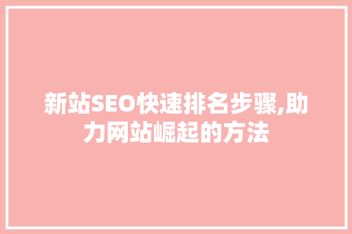新站SEO快速排名步骤,助力网站崛起的方法