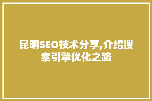 昆明SEO技术分享,介绍搜索引擎优化之路
