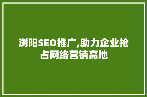 浏阳SEO推广,助力企业抢占网络营销高地