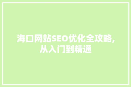 海口网站SEO优化全攻略,从入门到精通