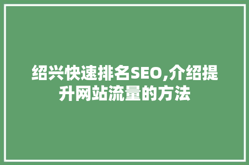绍兴快速排名SEO,介绍提升网站流量的方法