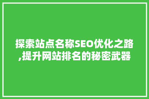 探索站点名称SEO优化之路,提升网站排名的秘密武器