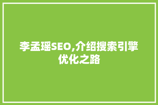 李孟瑶SEO,介绍搜索引擎优化之路