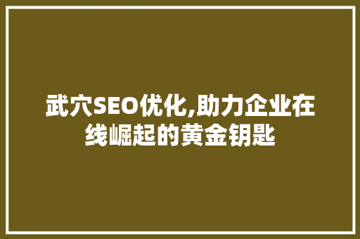 武穴SEO优化,助力企业在线崛起的黄金钥匙