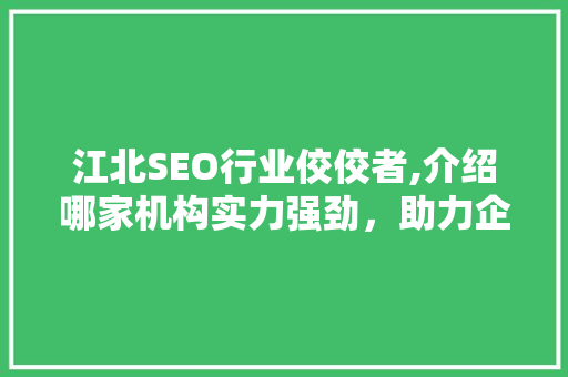 江北SEO行业佼佼者,介绍哪家机构实力强劲，助力企业网站排名提升