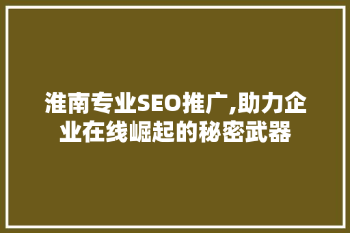 淮南专业SEO推广,助力企业在线崛起的秘密武器