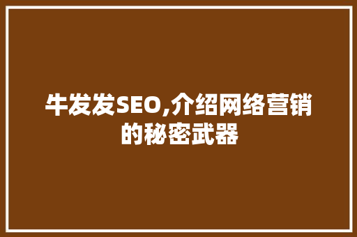 牛发发SEO,介绍网络营销的秘密武器