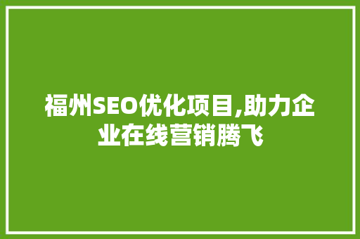 福州SEO优化项目,助力企业在线营销腾飞