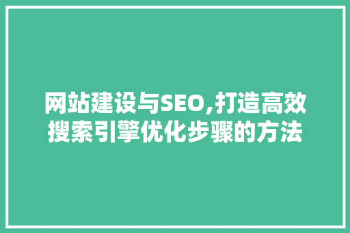 网站建设与SEO,打造高效搜索引擎优化步骤的方法