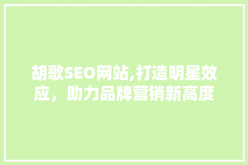 胡歌SEO网站,打造明星效应，助力品牌营销新高度