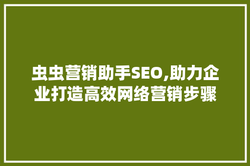 虫虫营销助手SEO,助力企业打造高效网络营销步骤