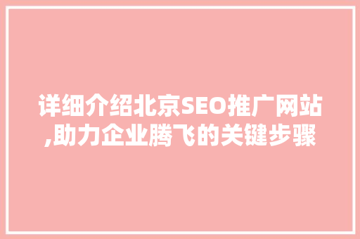 详细介绍北京SEO推广网站,助力企业腾飞的关键步骤