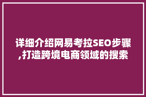详细介绍网易考拉SEO步骤,打造跨境电商领域的搜索霸主