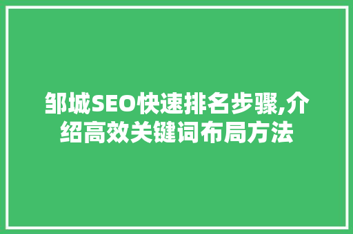 邹城SEO快速排名步骤,介绍高效关键词布局方法