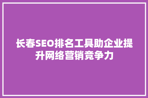 长春SEO排名工具助企业提升网络营销竞争力