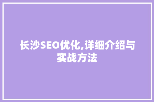 长沙SEO优化,详细介绍与实战方法