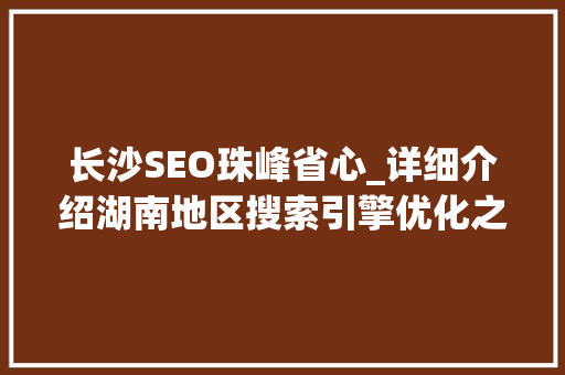 长沙SEO珠峰省心_详细介绍湖南地区搜索引擎优化之路