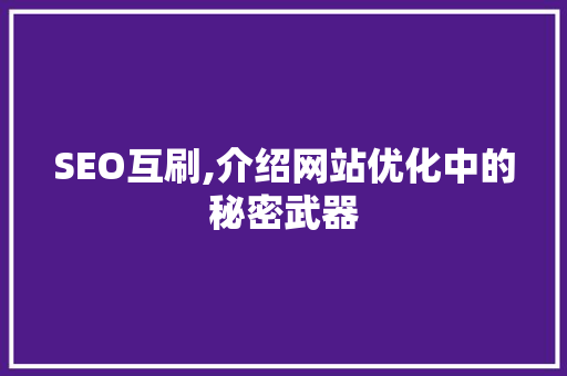 SEO互刷,介绍网站优化中的秘密武器