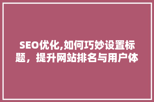 SEO优化,如何巧妙设置标题，提升网站排名与用户体验