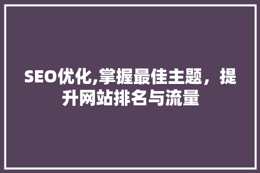 SEO优化,掌握最佳主题，提升网站排名与流量