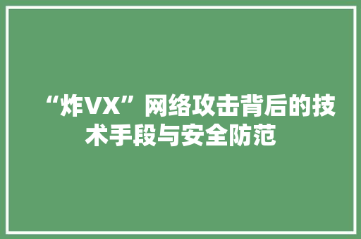“炸VX”网络攻击背后的技术手段与安全防范