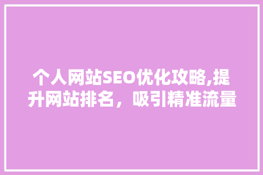 个人网站SEO优化攻略,提升网站排名，吸引精准流量