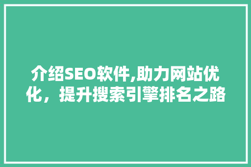 介绍SEO软件,助力网站优化，提升搜索引擎排名之路