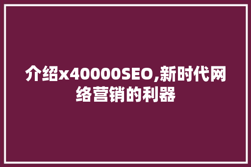 介绍x40000SEO,新时代网络营销的利器
