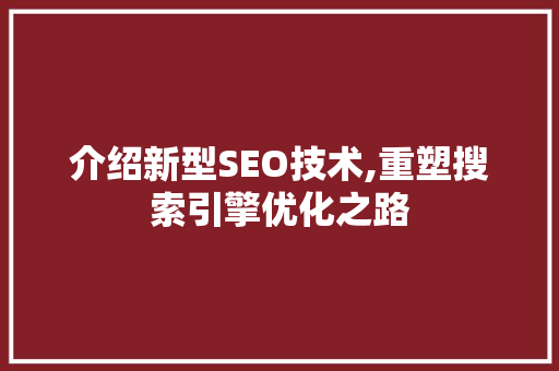 介绍新型SEO技术,重塑搜索引擎优化之路