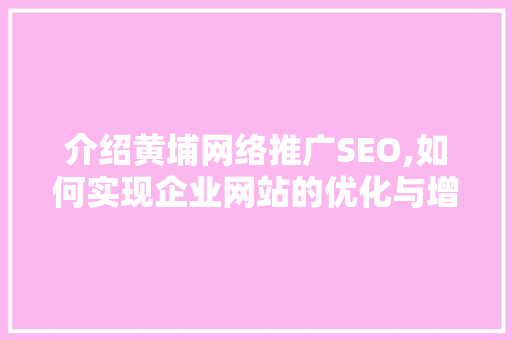 介绍黄埔网络推广SEO,如何实现企业网站的优化与增长