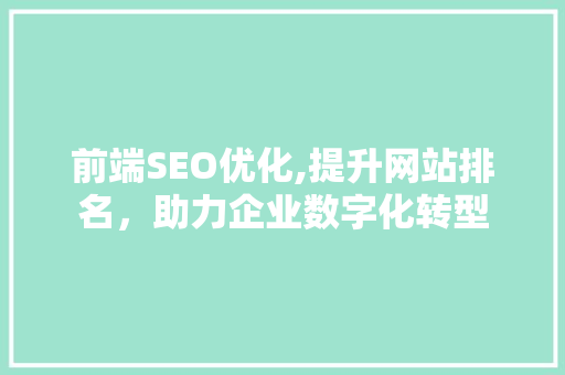 前端SEO优化,提升网站排名，助力企业数字化转型