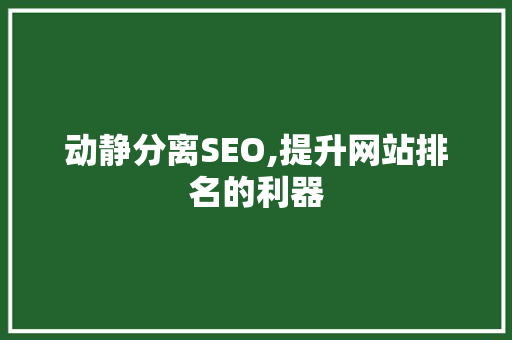 动静分离SEO,提升网站排名的利器