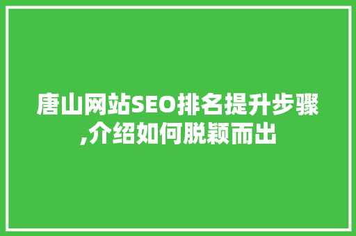 唐山网站SEO排名提升步骤,介绍如何脱颖而出