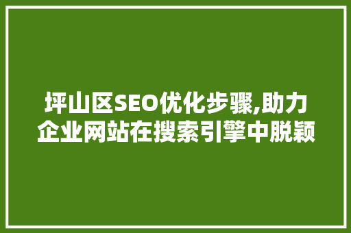 坪山区SEO优化步骤,助力企业网站在搜索引擎中脱颖而出