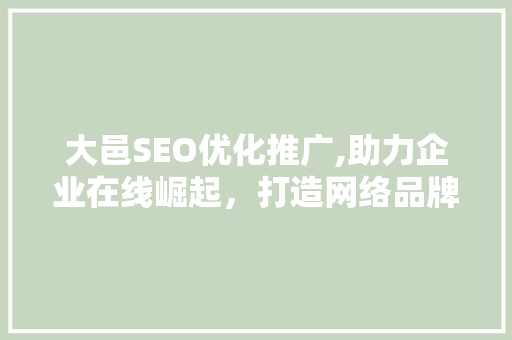 大邑SEO优化推广,助力企业在线崛起，打造网络品牌新高度