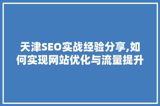 天津SEO实战经验分享,如何实现网站优化与流量提升