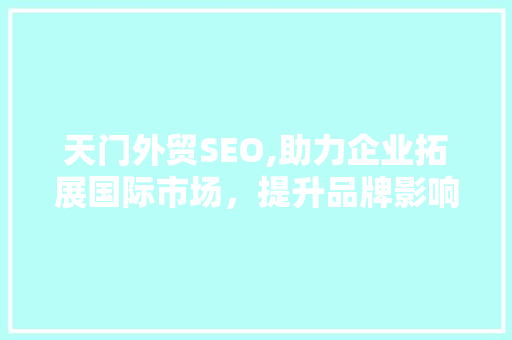 天门外贸SEO,助力企业拓展国际市场，提升品牌影响力