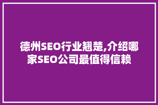 德州SEO行业翘楚,介绍哪家SEO公司最值得信赖