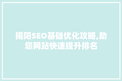 揭阳SEO基础优化攻略,助您网站快速提升排名