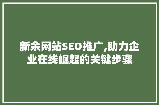 新余网站SEO推广,助力企业在线崛起的关键步骤