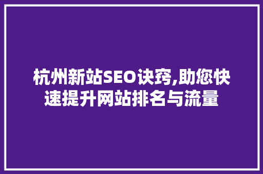 杭州新站SEO诀窍,助您快速提升网站排名与流量