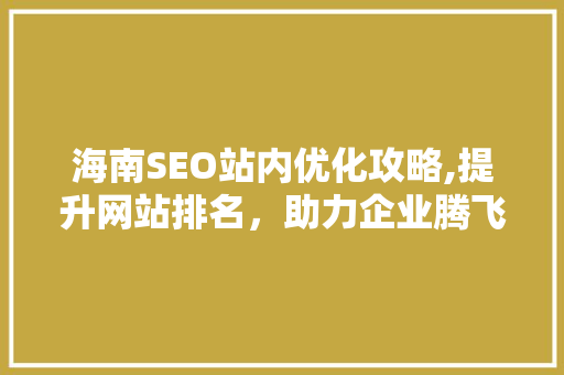 海南SEO站内优化攻略,提升网站排名，助力企业腾飞