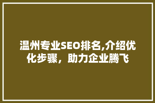 温州专业SEO排名,介绍优化步骤，助力企业腾飞