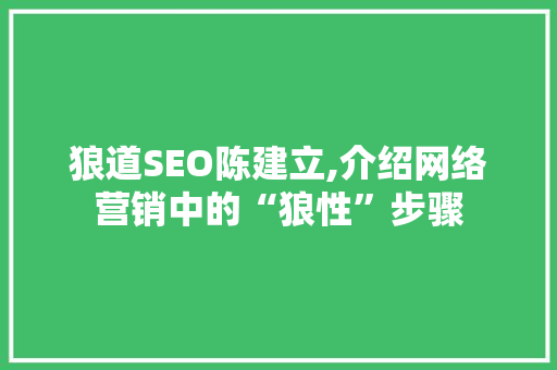 狼道SEO陈建立,介绍网络营销中的“狼性”步骤