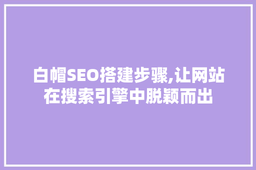 白帽SEO搭建步骤,让网站在搜索引擎中脱颖而出