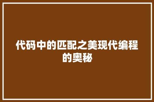 代码中的匹配之美现代编程的奥秘