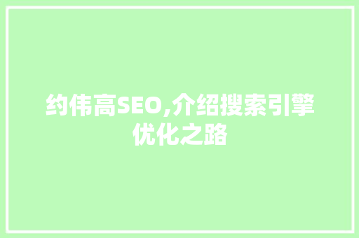 约伟高SEO,介绍搜索引擎优化之路