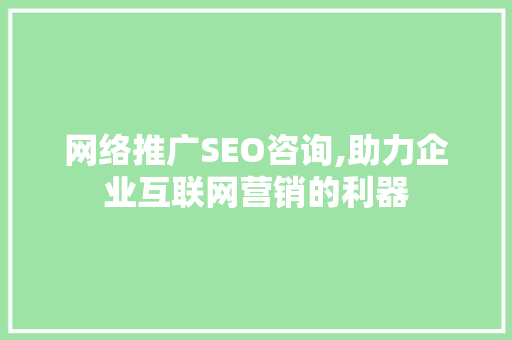 网络推广SEO咨询,助力企业互联网营销的利器