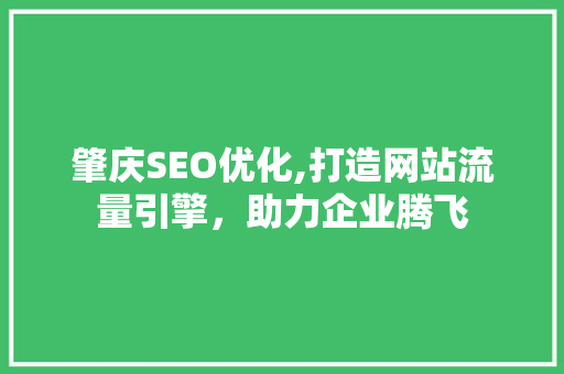 肇庆SEO优化,打造网站流量引擎，助力企业腾飞