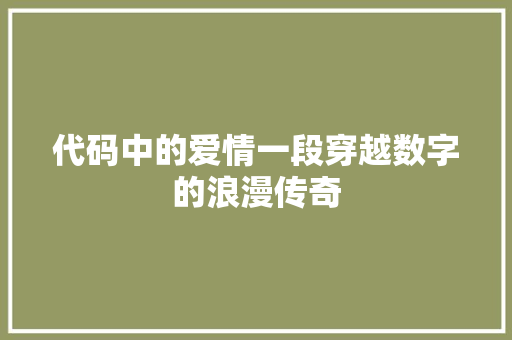 代码中的爱情一段穿越数字的浪漫传奇